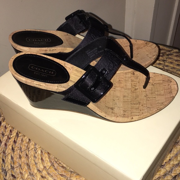 NWT Coach Bernadette Patent and Nylon Banded Wedge - Picture 7 of 8